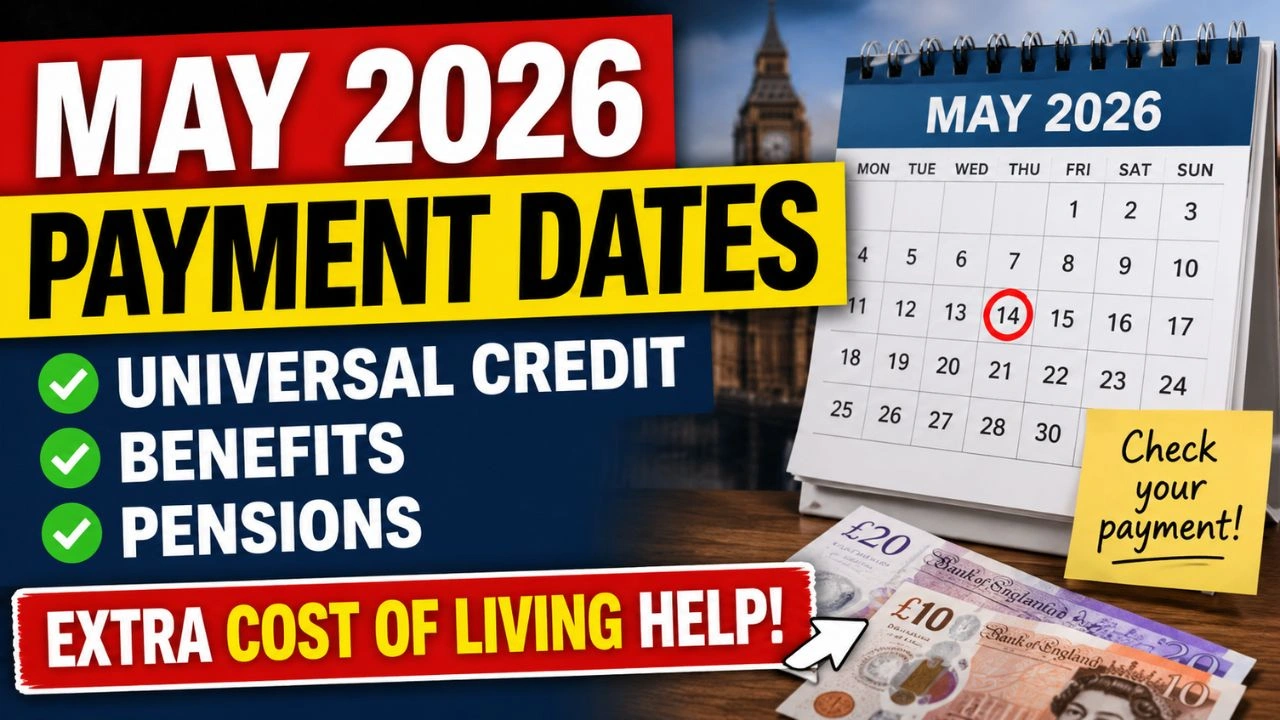 May 2026 Payment Dates for Universal Credit, Benefits and Pensions plus Cost of Living Support